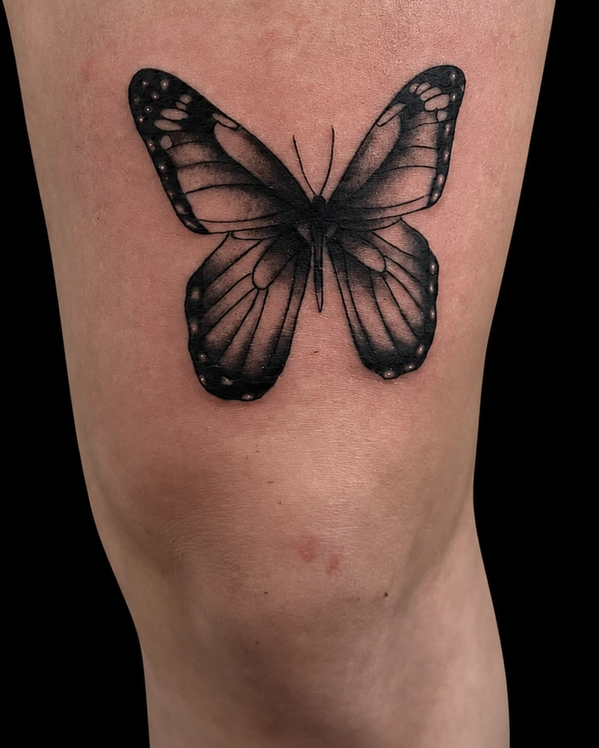 Mariposa en negro y gris
